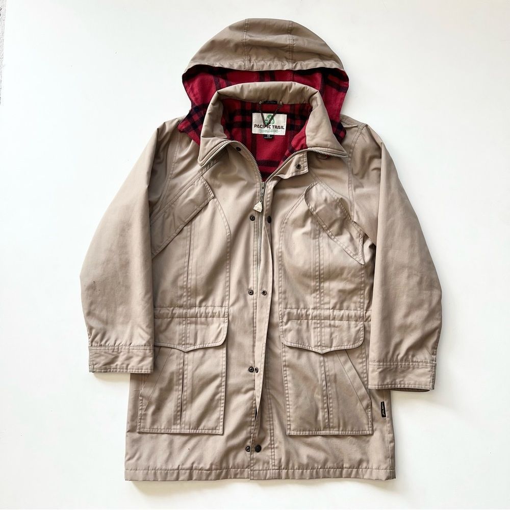 Vintage Pacific Trail Flannel Lined Buffalo Plaid Hiking Parka Jacket Size Small